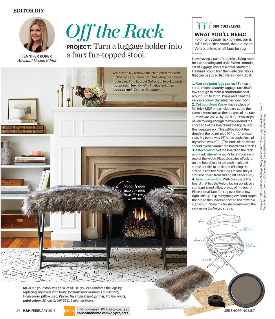 House & Home Magazine February 2015 — Stool DIY